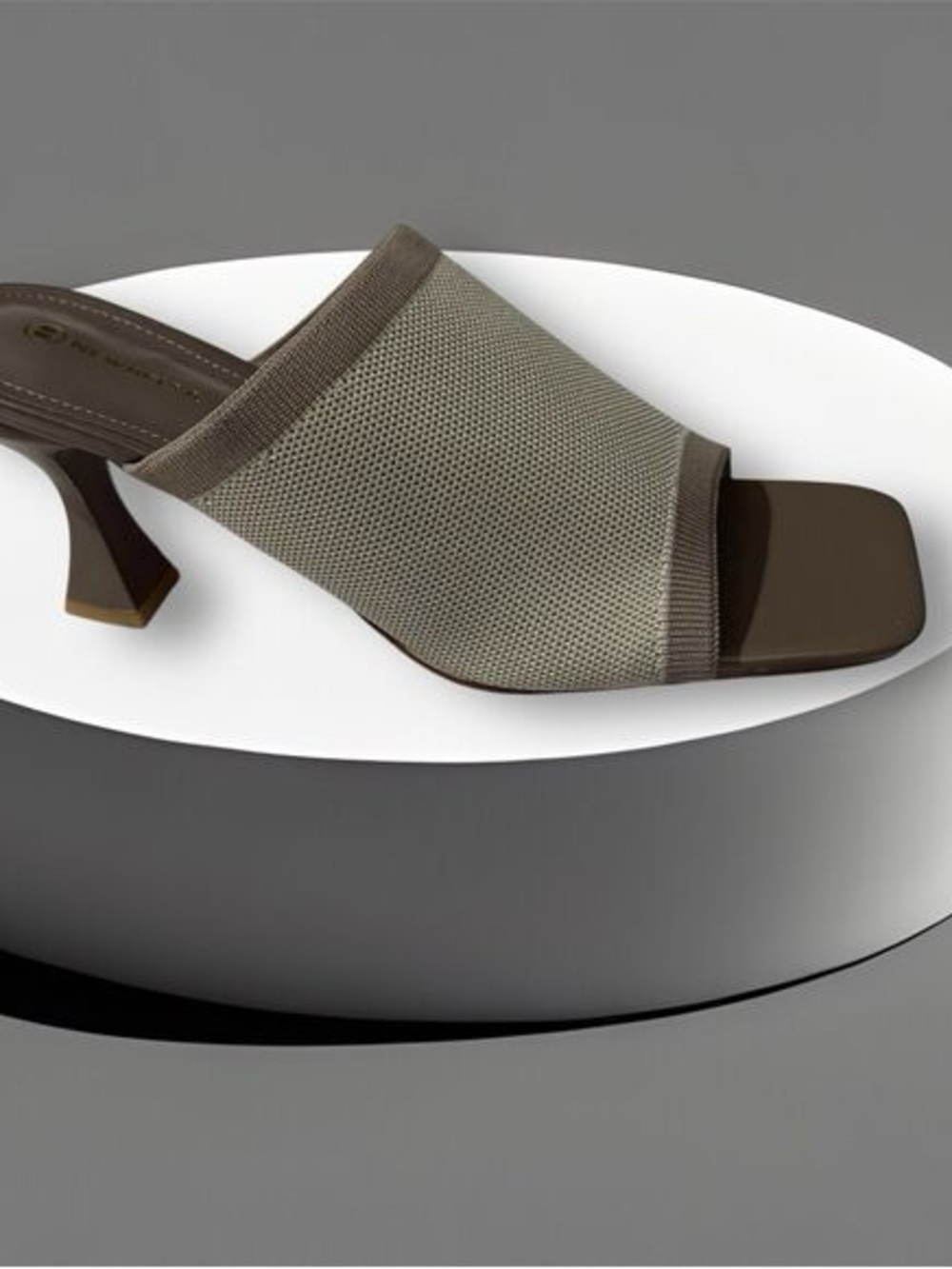 Modern Taupe Knit Mule Sandals - Women’s Slip-On Heels